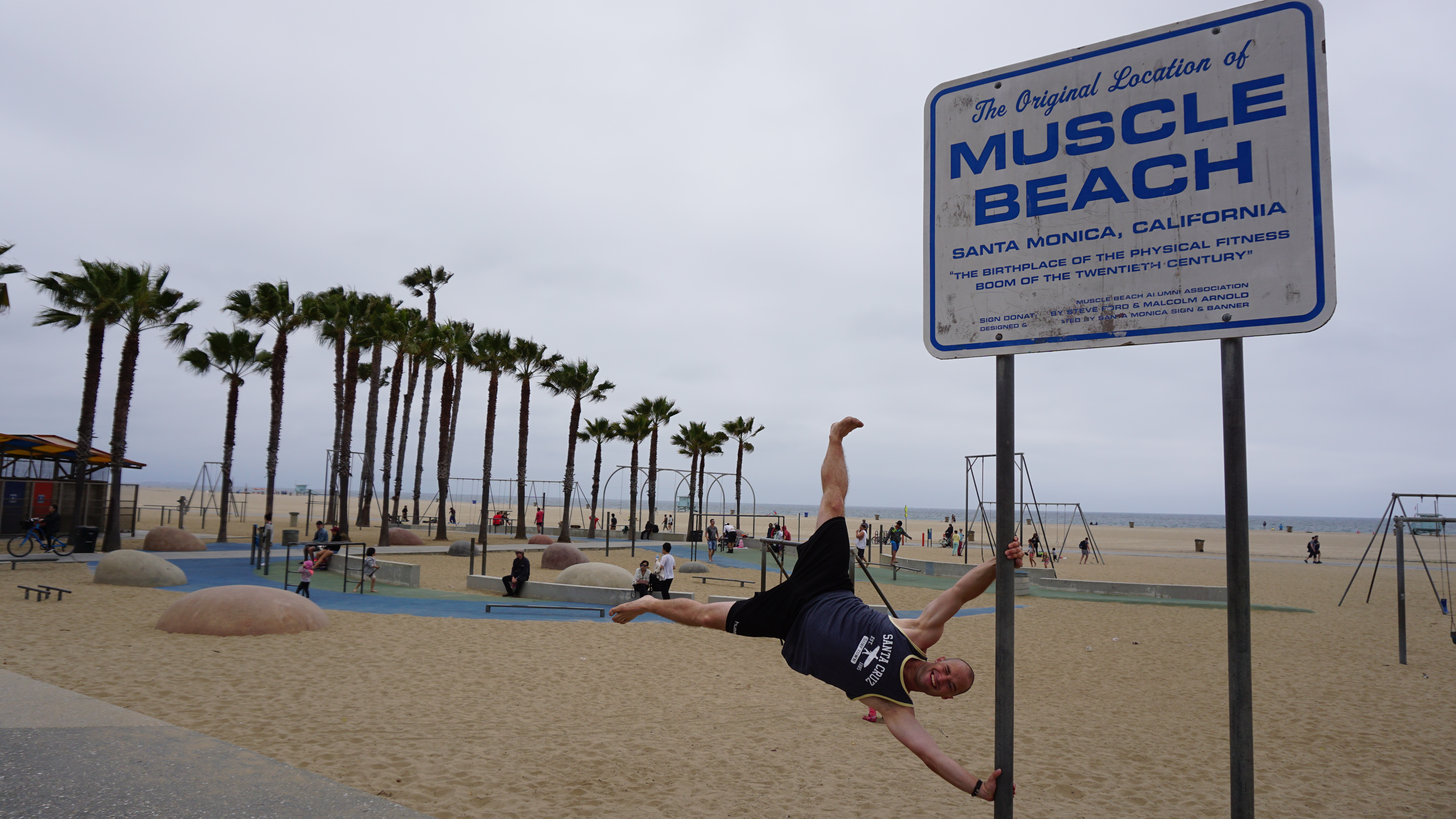 Human Flag at Muscle Beach, Santa Monica, Los Angeles, California