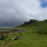 Looking for dinosaur footprints at Staffin Beach, Isle of Skye, Scotland